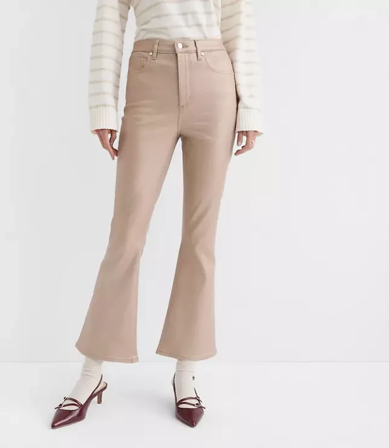 Petite Coated High Rise Kick Crop Jeans Gold