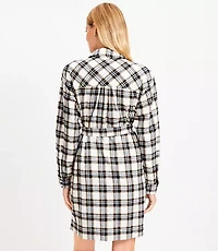 Petite Plaid Belted Mini Pocket Shirtdress