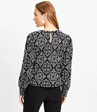 Tile Textured Balloon Sleeve Blouse