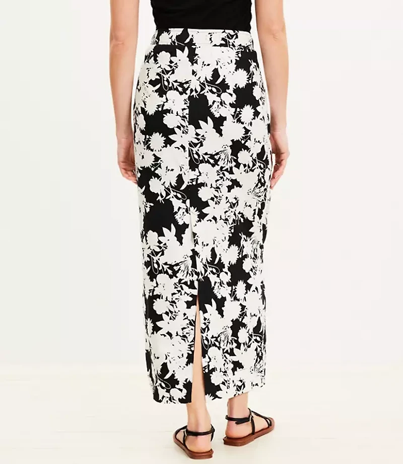 Garden Linen Blend Column Midi Skirt