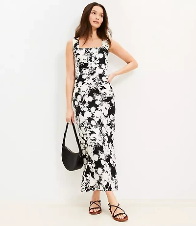 Garden Linen Blend Column Midi Skirt