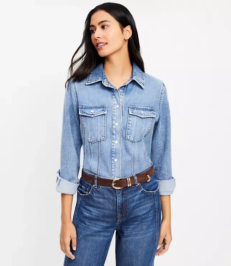 Denim Seamed Western Shirt