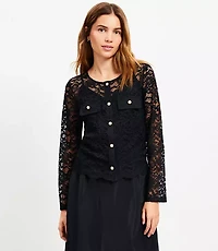 Pearlized Button Lace Jacket