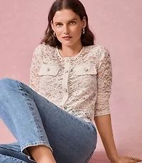 Pearlized Button Lace Jacket