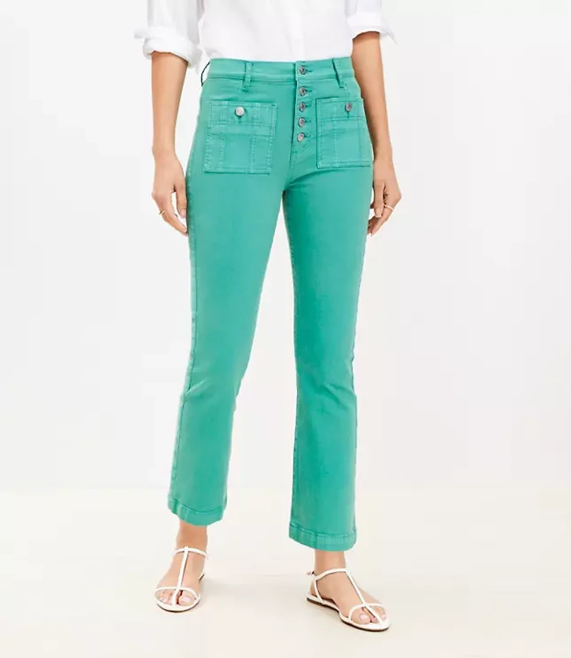 Patch Pocket Kick Crop Jeans Mellow Mint