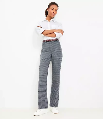 Full Length Straight Pants in Houndstooth Brushed Flannel