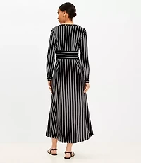Striped Tie Waist Midi Dress