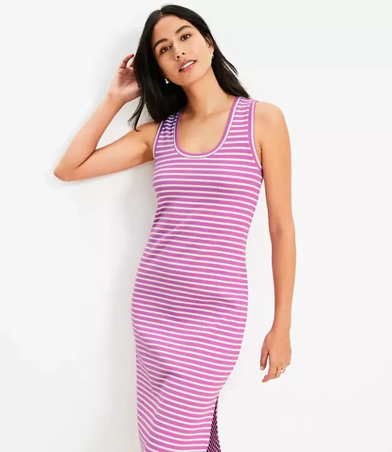 Stripe Perfect Ribbed Tank Midi Dress