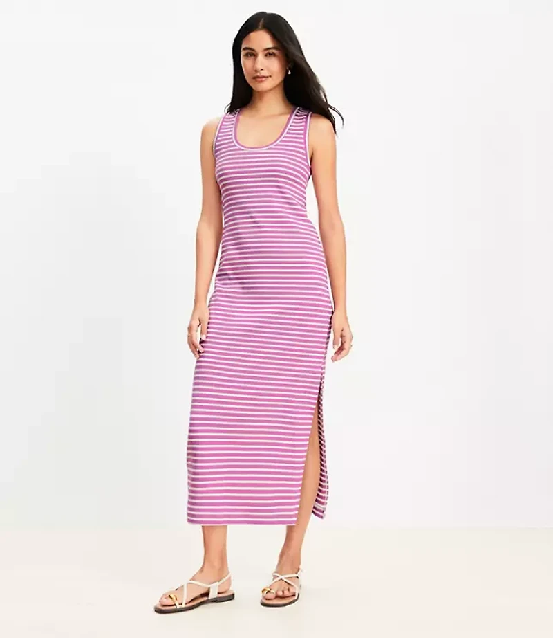 Stripe Perfect Ribbed Tank Midi Dress