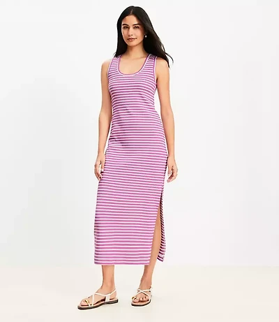 Stripe Perfect Ribbed Tank Midi Dress