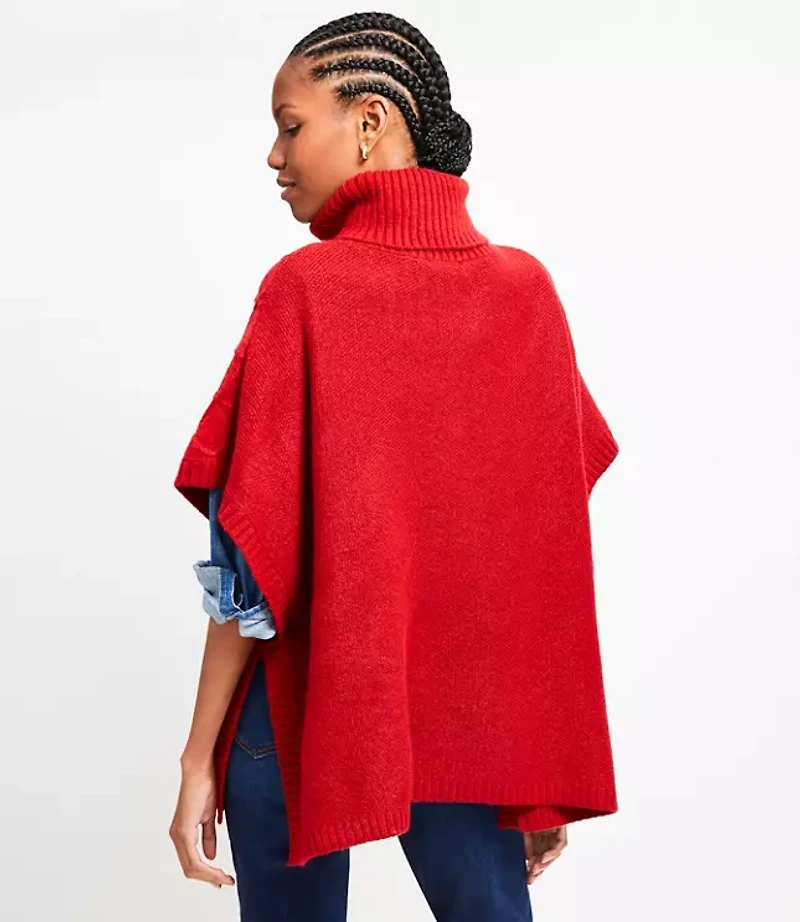 Cable Turtleneck Poncho