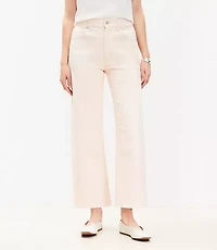 High Rise Wide Leg Crop Jeans Washed Pink