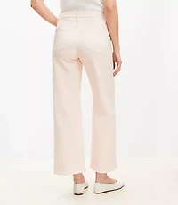 High Rise Wide Leg Crop Jeans Washed Pink