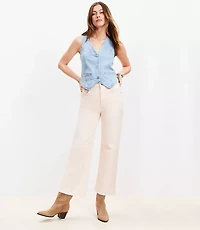 High Rise Wide Leg Crop Jeans Washed Pink