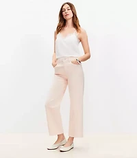 High Rise Wide Leg Crop Jeans Washed Pink