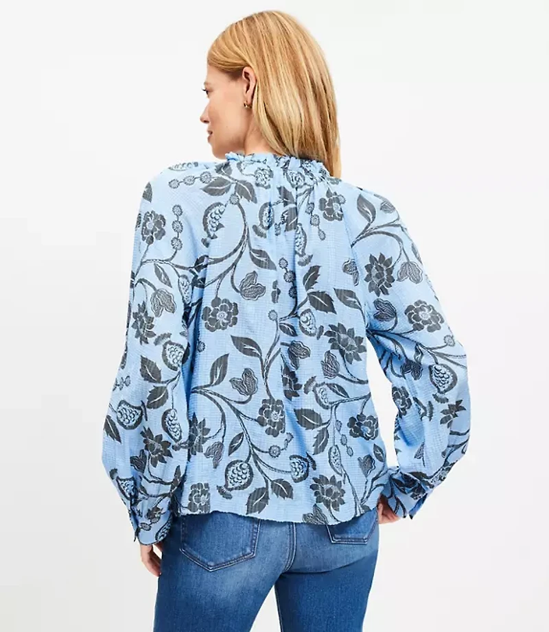 Petite Garden Ruffle Neck Shirt