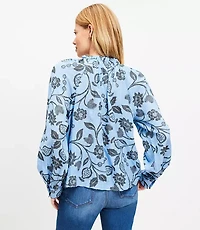 Petite Garden Ruffle Neck Shirt