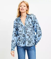 Petite Garden Ruffle Neck Shirt