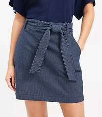 Textured Stripe Belted Mini Pocket Skirt