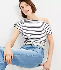 Stripe Ruched Off The Shoulder Top