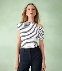 Stripe Ruched Off The Shoulder Top