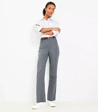 Petite Full Length Straight Pants Houndstooth Brushed Flannel