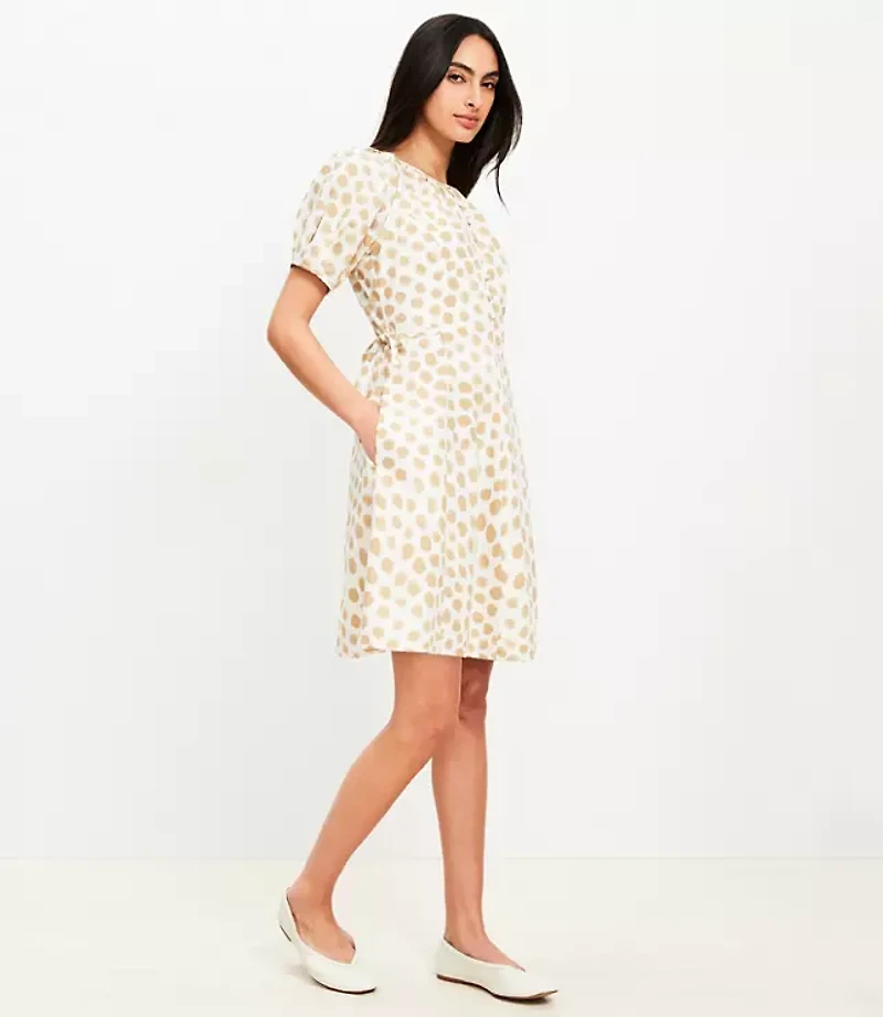 Dotted Side Tie Mini Pocket Dress
