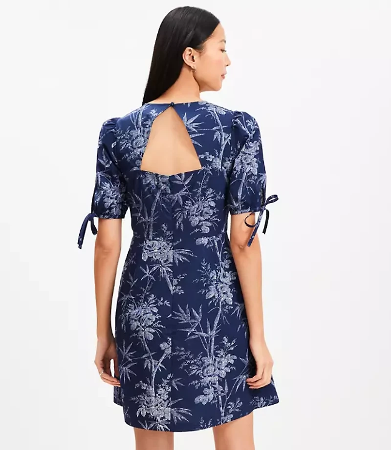 Palm Cutout Back Tie Cuff Mini Dress