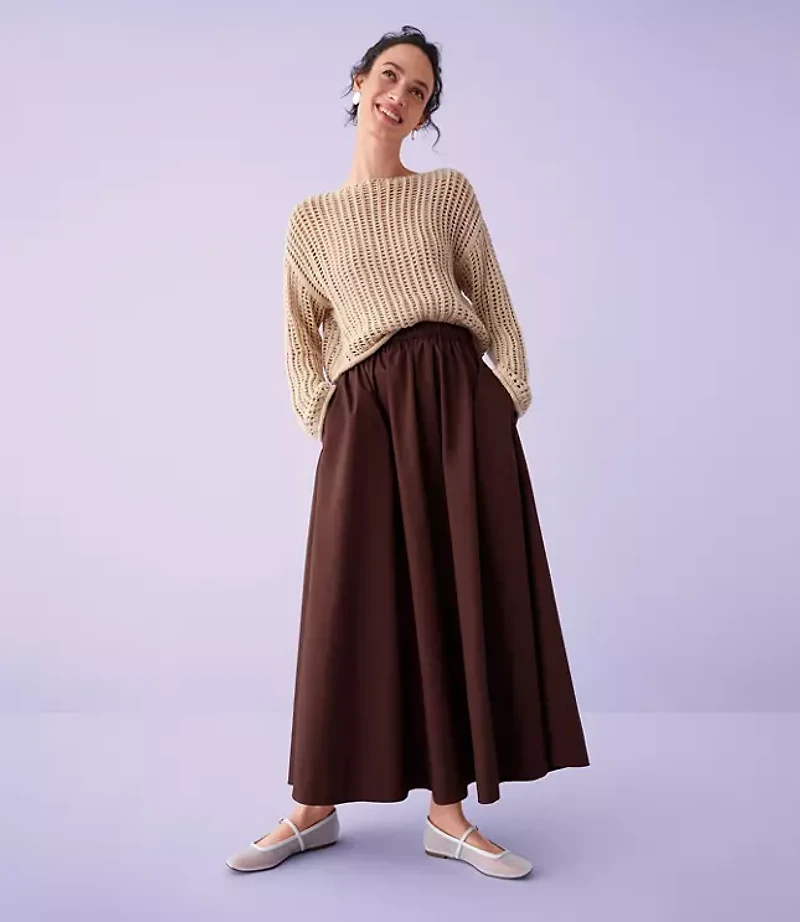 Poplin Pull On Maxi Pocket Skirt