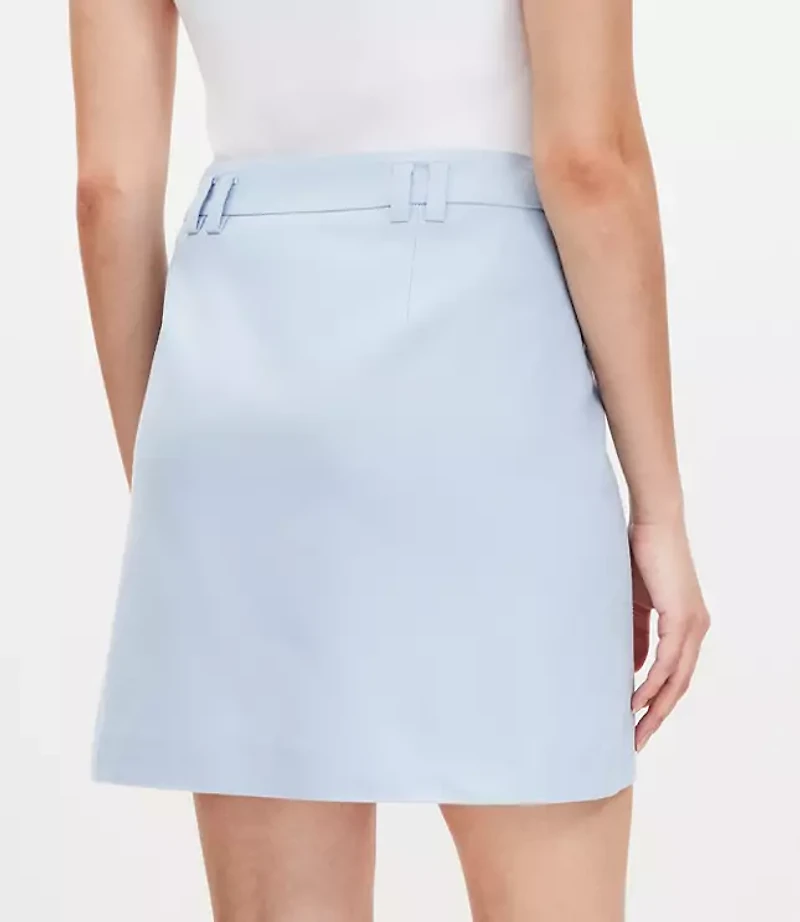 Flap Trim Cotton Linen Mini Skirt
