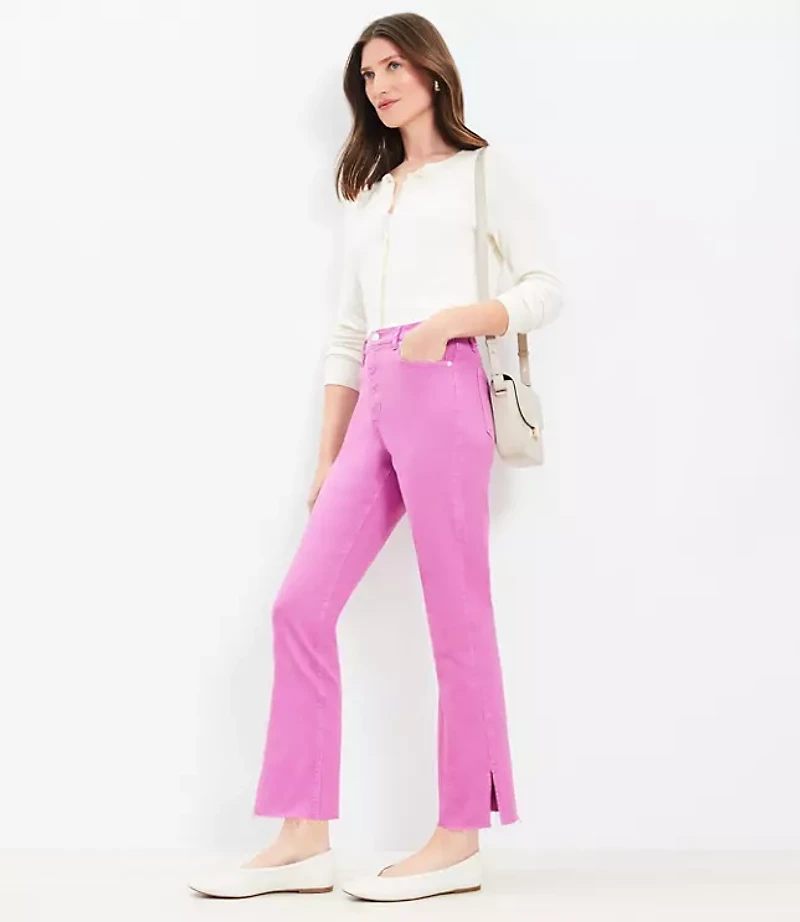 Vent Hem High Rise Kick Crop Jeans in Sugar Plum