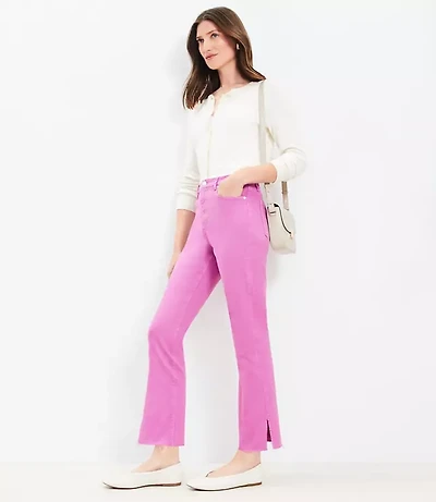 Vent Hem High Rise Kick Crop Jeans in Sugar Plum