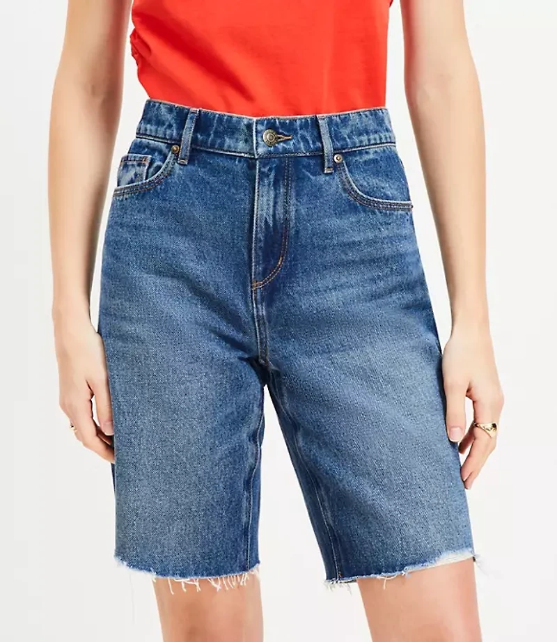 Denim Bermuda Shorts Vintage Dark Wash