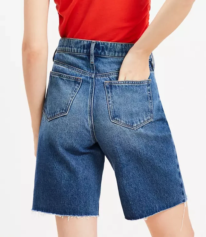 Denim Bermuda Shorts Vintage Dark Wash