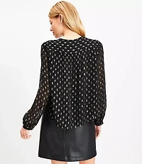 Petite Metallic Clip Ruffle Blouse