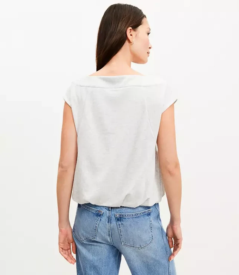 Cap Sleeve Bubble Hem Sweatshirt