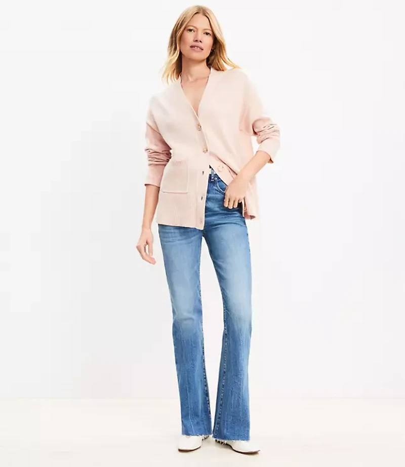 Petite Fresh Cut High Rise Slim Flare Jeans in Classic Mid Wash