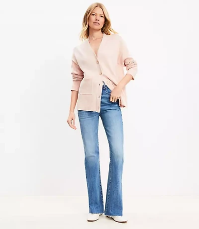 Petite Fresh Cut High Rise Slim Flare Jeans in Classic Mid Wash