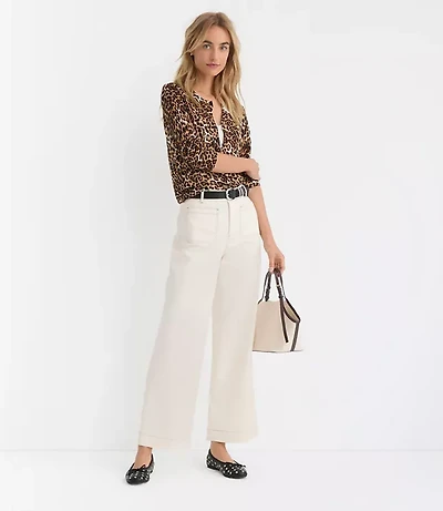 Petite Palmer Wide Leg Pants in Pique