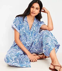 LOFT Beach Spiral Linen Split Neck Top