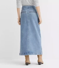Petite Refined Denim Midi Skirt Classic Mid Indigo
