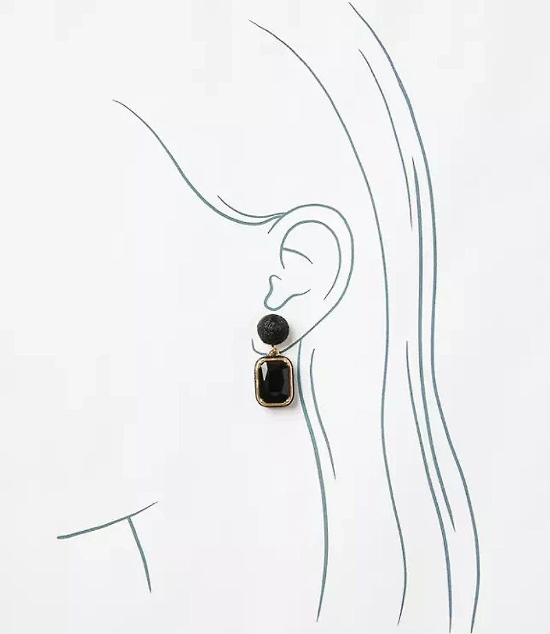 Fabric Wrapped Enamel Drop Earrings