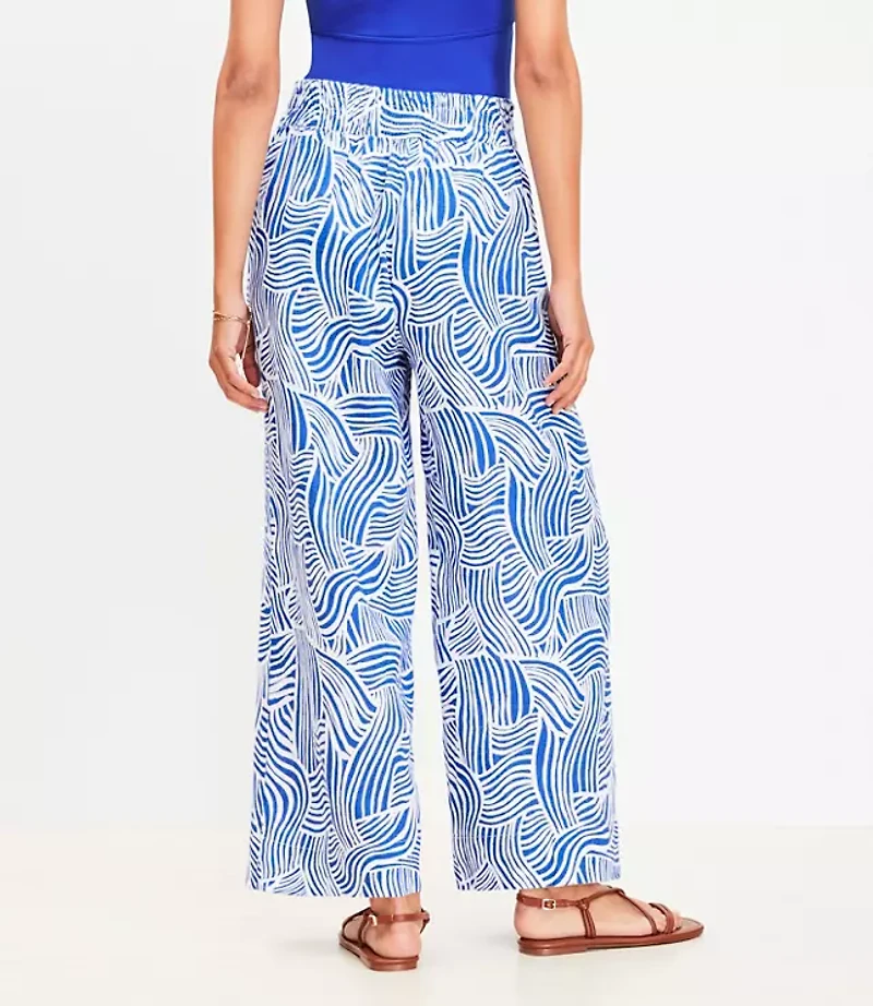 LOFT Beach Spiral Linen Wide Leg Pants