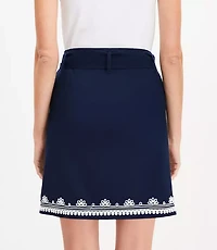 Floral Embroidered Mini Wrap Skirt