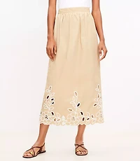 Floral Eyelet Poplin Midi Skirt