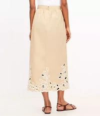 Floral Eyelet Poplin Midi Skirt