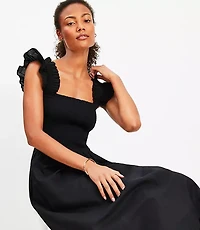 LOFT Beach Smocked Ruffle Strap Midi Pocket Dress