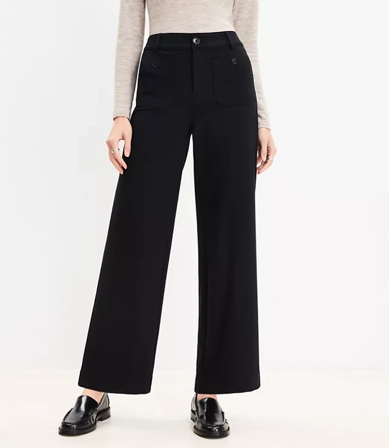 Petite Palmer Wide Leg Ankle Pants Ponte