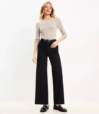 Petite Palmer Wide Leg Ankle Pants Ponte