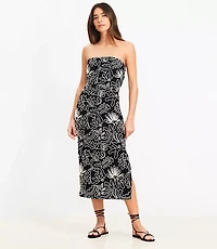 Tropical Strapless Midi Dress